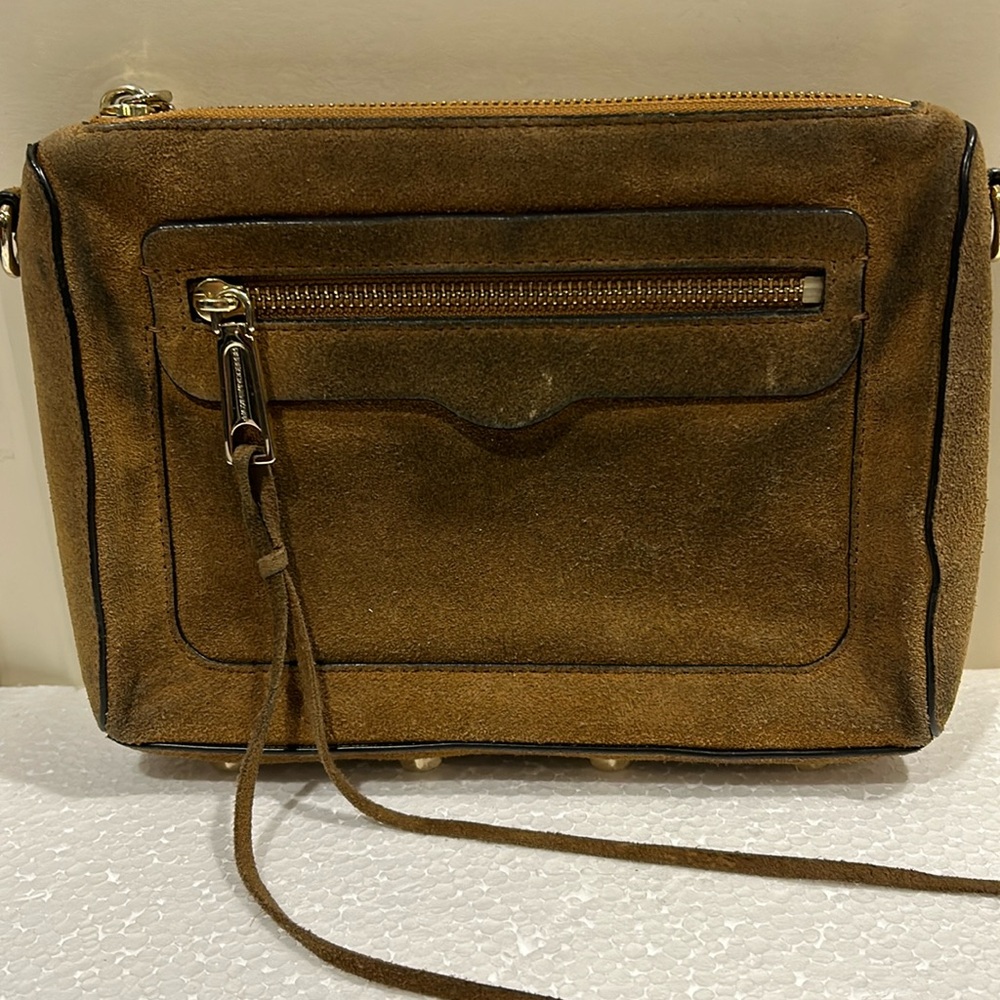 Rebecca Minkoff Boxy Suede Crossbody Bag missing crossbody strap, needs cleaning